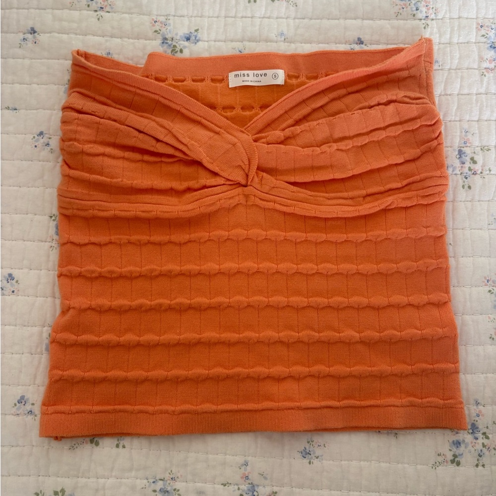 Orange Textured Crop Top